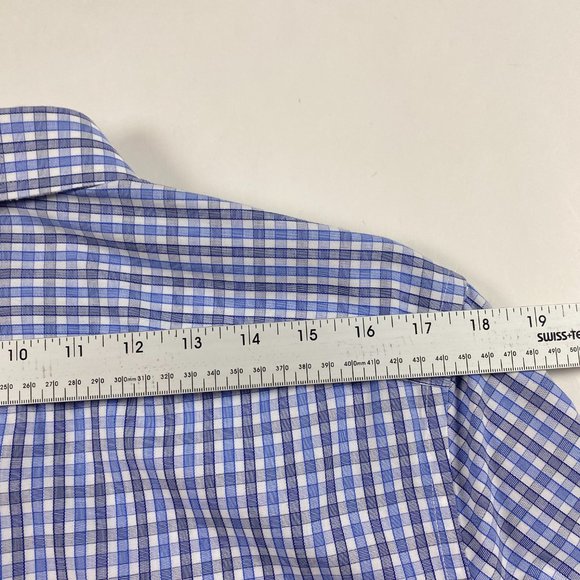 NWOT UNTUCKit Slim Fit Wrinkle Free Shirt Mens Medium Blue Black Gingham Check - Picture 8 of 10